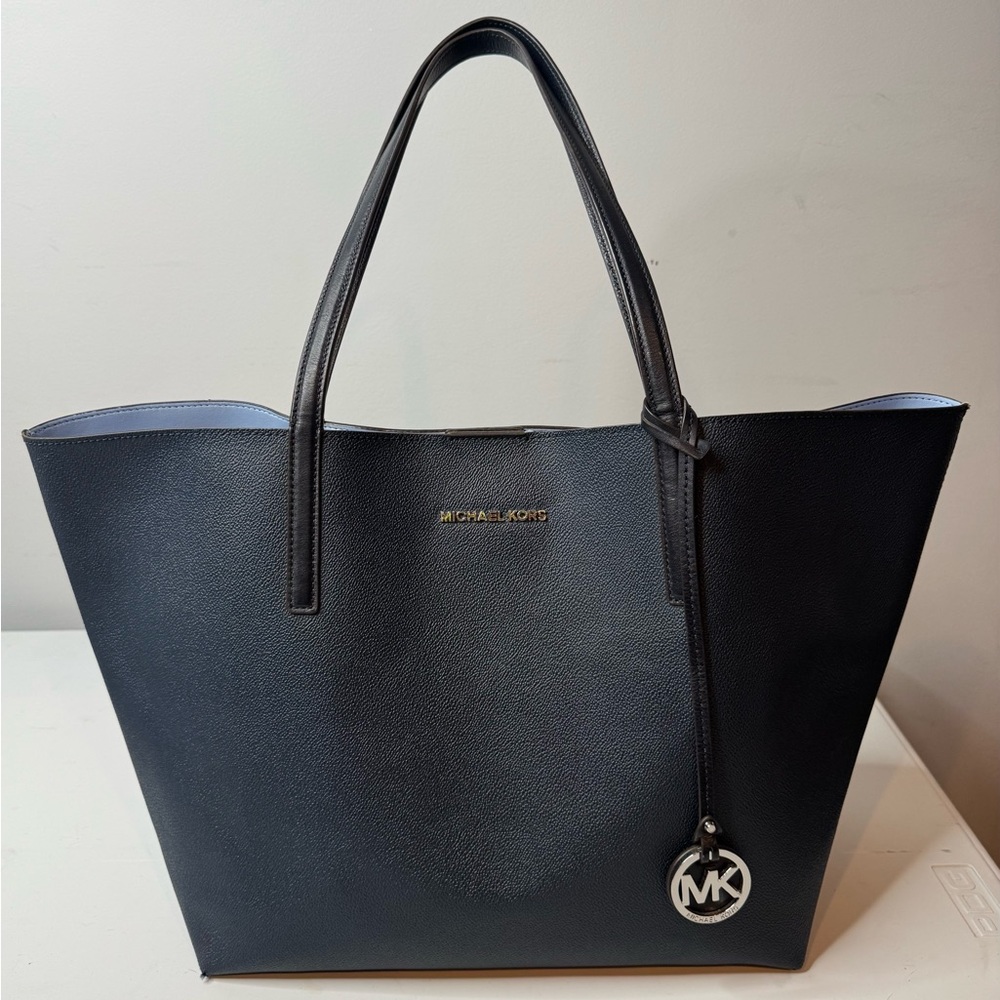 Michael Kors - Birch Large Leather Tote Bag in Navy Blue